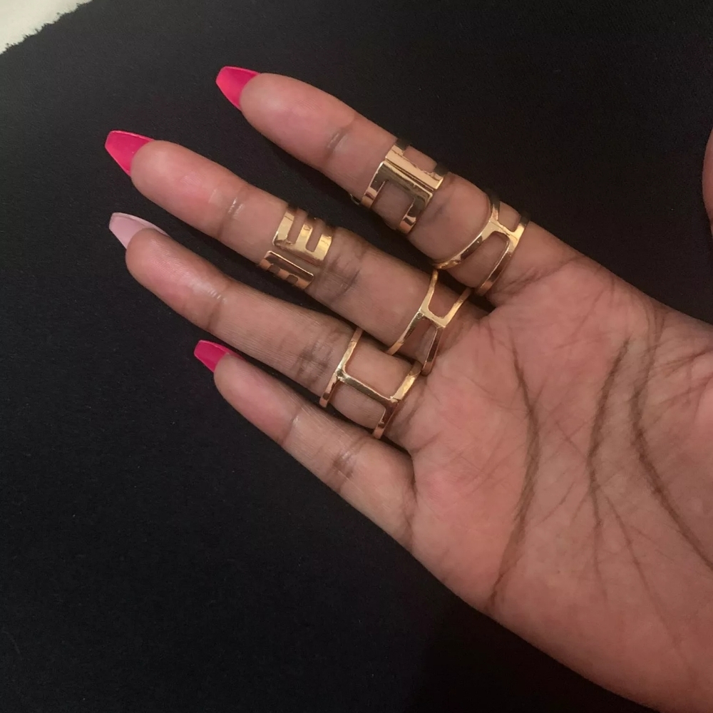 !NEW 5 pc V-Shape Geometric Joint Midi Knuckle Ring Set - Picture 9 of 13